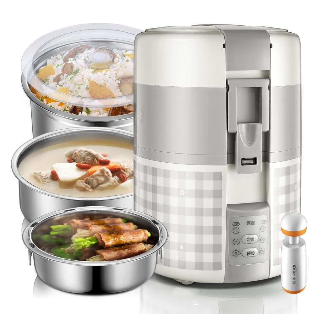 Bear DFH-A20D1 2L Electric Lunch Box/ Mini Rice Cooker/ 2-Layer with 3 Bowls/ Timer/ SG Plug/ English Manual/ 1 Year SG Warranty