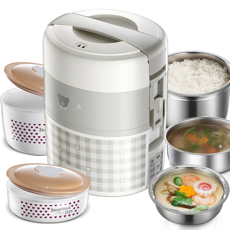 Bear DFH-A20D1 2L Electric Lunch Box/ Mini Rice Cooker/ 2-Layer with 3 Bowls/ Timer/ SG Plug/ English Manual/ 1 Year SG Warranty