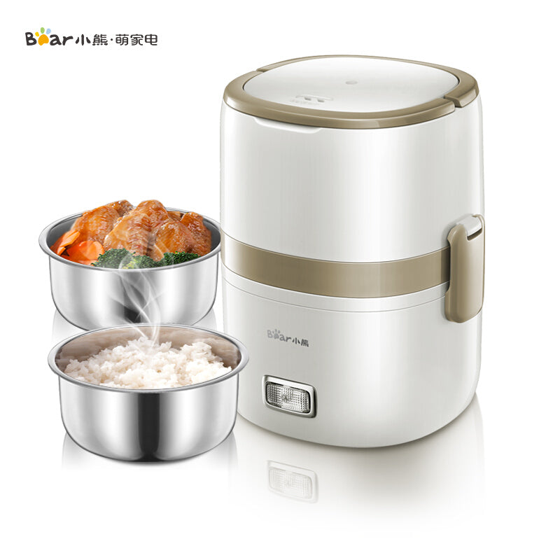 Bear DFH-A15D1 1.5L Electric Lunch Box/ Mini Rice Cooker/ 2-Layer with 2 Bowls/ SG Plug with Safety Mark/ 1 Year SG Warranty