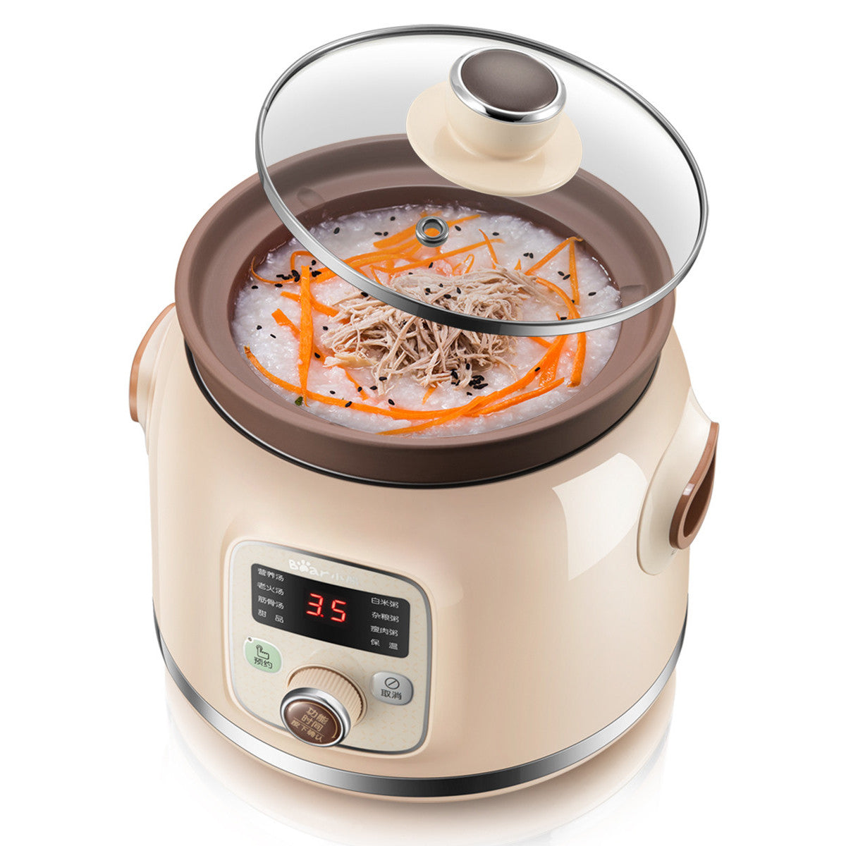 Bear DDG-D20N1 2L Purple Sand/D20M1 White Sand/ Electric Slow Cooker/ Glass Cover/ SG Plug/ Up to 1 Year SG Warranty
